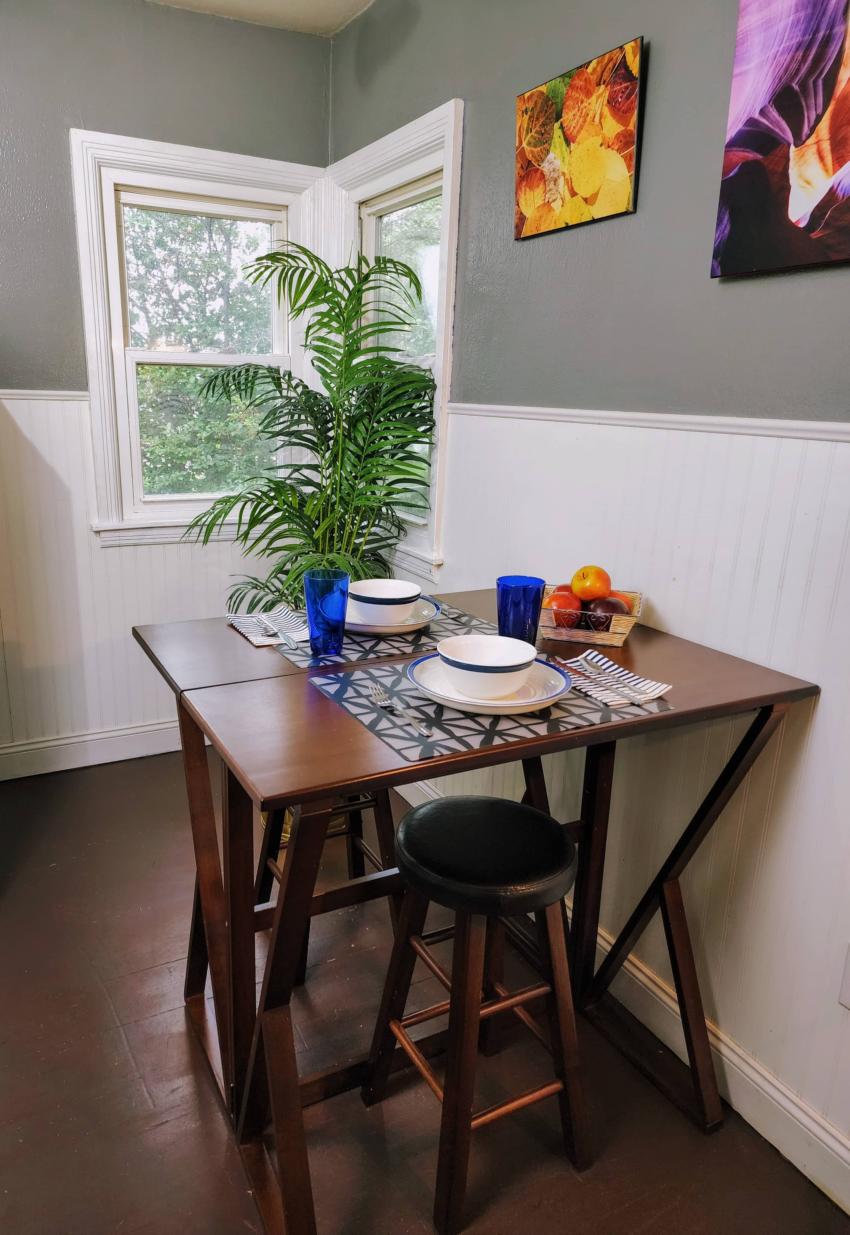 Cozy breakfast table in a bright area